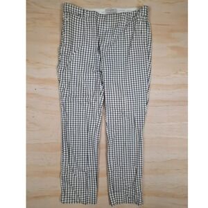 Anthropologie The Essential Slim Pants Black White Grid Check Trousers Size 2